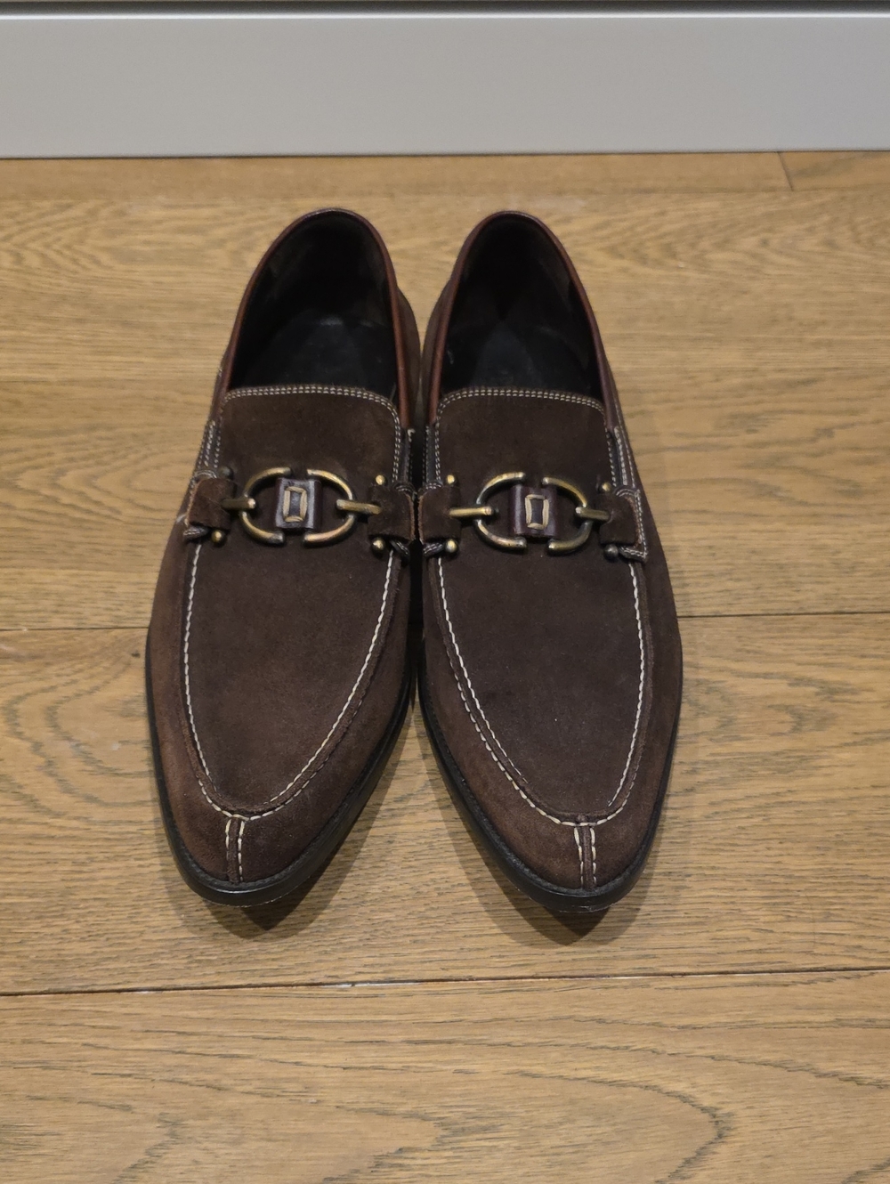 Donald J. Pliner "Jayce" Brown Suede Bit-Detail Slip-Ons